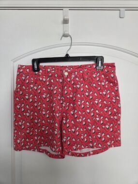 Men's Red Patterned Stretch Jean Shorts